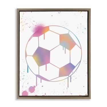 Imagem de Stupell Industries Arte de parede em tela flutuante marrom com grafite bola de futebol gotejamento, design por Marcus Prime, 78 x 63 cm