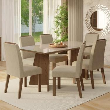 Imagem de Conjunto Sala de Jantar Tampo de Vidro 6 Cadeiras Rustic/crema/imperial Amalfi Madesa
