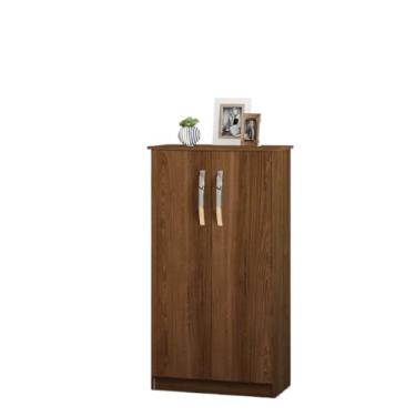 Imagem de Armário com Pé e Prateleiras | 1 Porta e 3 Prateleiras Internas para Organizar Quarto e Cozinha (Castanho)