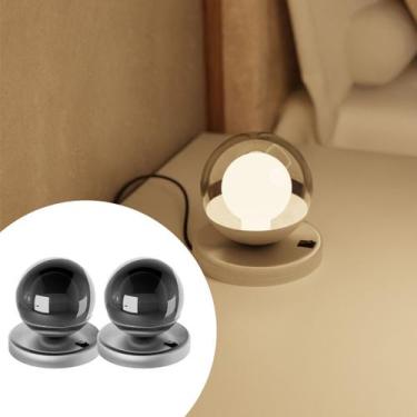 Imagem de Kit 2 Abajur Luminárias De Mesa Moderno dama Alumínio com Globo vidro 