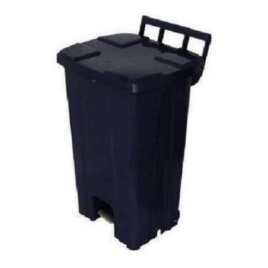 Imagem de Lixeira Quadrada Com Pedal De 100 Litros Sem Rodas Preto