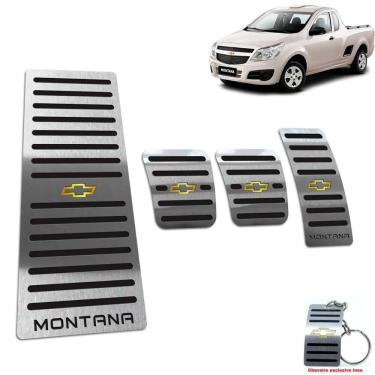 Imagem de Pedaleira + Descanso Chevrolet Montana 2011 2020 Inox Preto