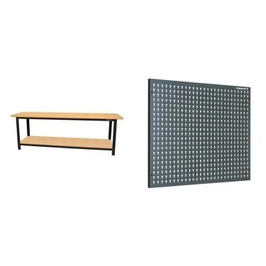 Imagem de Conjunto de Organização Profissional 1 Bancada Aberta 200cm 1 Painel para Ferramentas em Aço Presto Preto