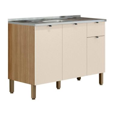 Imagem de Balcão de Cozinha Com Pia 120cm Laura Plus Soft/Freijó Z06 - Mpozenato