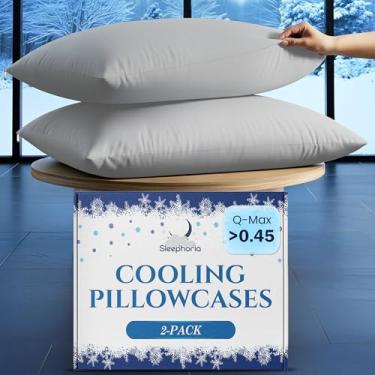 Imagem de SLEEPHORIA Fronhas refrescantes – BreezeWeave Queen Size Conjunto de 2 fronhas para pessoas com sono quente e fresco, descanso profundo - Nuvem macia, sedosa, ultra durável, fácil de cuidar, zíper