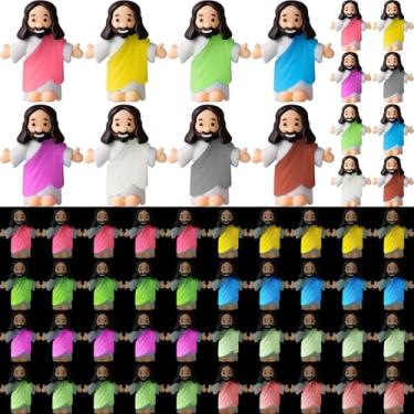 Imagem de Barydat 50 peças de bonecos de Jesus que brilham no escuro Jesus em massa presentes cristãos para esconder e buscar, deixe sua luz brilhar, lembrancinha de festa religiosa para Halloween, igreja