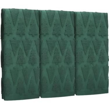 Imagem de Hahafelt 3 peças de toalhas de mão de Natal verde escuro para banheiro 100% algodão árvore de Natal jacquard decorativas toalhas de prato de cozinha para banho de inverno decoração de cozinha sazonal