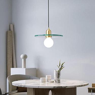 Imagem de Lustre pendente de vidro vintage, luminária de teto suspensa de latão antigo para cozinha, quarto, sala de estar, bar, mini design moderno, cúpula de vidro transparente, 23 x 16 cm (9 x 6 po