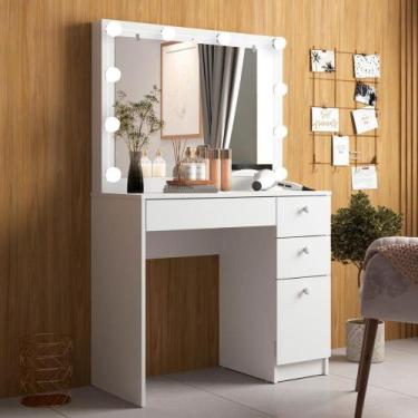 Imagem de Penteadeira Ditália 4 Gavetas + kit luz PE-110 Cozy, Branco