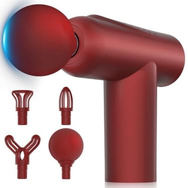Imagem de Pistola Massageadora Elétrica Profissional com 6 Acessórios Massagem Tecidos Profundos(Vermelho)