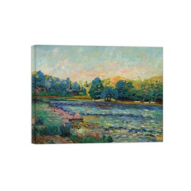 Imagem de Armand Guillaumin Famoso Arte de Parede Pôster-Impressões em Tela para sala de estar-Reprodução pinturas(Margens do River) 60x80cm Tela Embrulhada