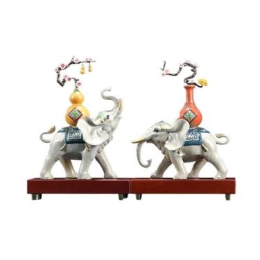 Imagem de Enfeites de mesa Um par de enfeites elefante para sala estar, escritório e adega