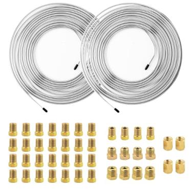 Imagem de Nstarsmotor Kit de linha de freio de 7,6 m, tubo de aço revestido de zinco, 40 conexões + 4 uniões, à prova de ferrugem, substituição para sistemas de freio hidráulico, 2 kits