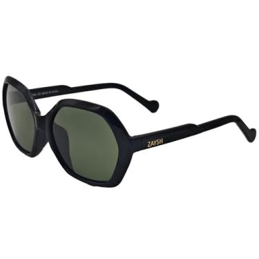 Imagem de ZAYSH Óculos de sol unissex quadrados polarizados — armação leve TR90 armação UV400 lentes Polaroid, Preto, 56-17-145mm