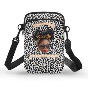 Imagem de Ecaestolph Bolsa tiracolo feminina pequena bolsa mensageiro bolsas porta-cartão chave carteira para mulheres e homens, Leopardo branco feminino africano, One Size