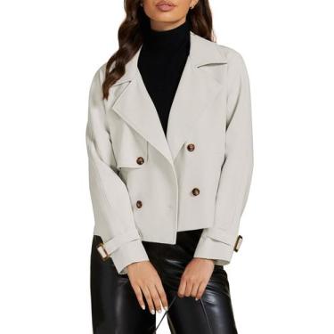 Imagem de Casaco curto feminino Trench Coat luvamia cinza tamanho S 4-6