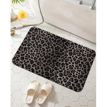 Imagem de Tapete de banho com estampa de leopardo, tapetes de banheiro de guepardo, tapete de banheiro absorvente para banheiro, banheira, quarto, sala de estar, 43 x 74 cm