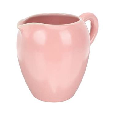 Imagem de Jarra de porcelana para café, leite e leite, jarra de xarope, jarra de mel, jarra de molho com alça, serviços profissionais em cafés, restaurantes, hotéis, rosa (cor: vermelho) (vermelho)