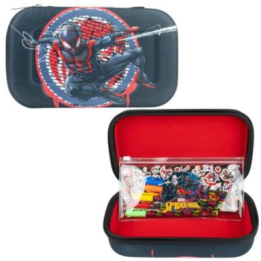 Imagem de Innovative Designs Marvel Avengers Spiderman Pencil Case Set with Stickers and Gel Pens for Kids, Molded with Zip Closure, Black
