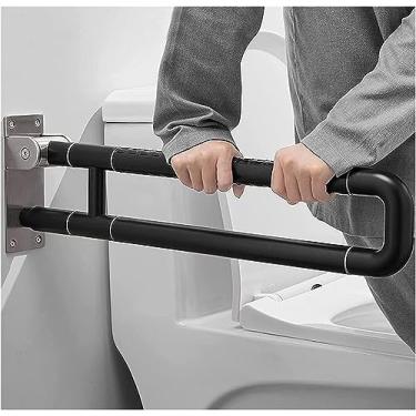 Imagem de Barras de apoio para corrimão, alças de chuveiro para rly, barra de apoio, trilho de mão de segurança para banheiro, chuveiro, vaso sanitário, barra de apoio dobrável, rotação vertical de 90° montada