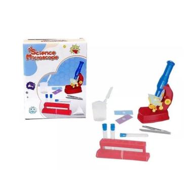 Imagem de Experimentos educacionais científicos com microscópio de brinquedo com luz