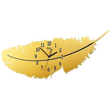 Imagem de Relógio de parede de penas sala de estar moderno minimalista moda doméstica luz nórdica luxo decoração de parede relógio de parede decoração de parede (tamanho: 34 * 74 cm) (44 * 90 cm)