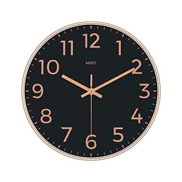 Imagem de WYUYIWH Relógio de parede simples e atmosférico relógio moderno casa sala de estar estudo luz luxo relógio de parede silencioso relógio decoração relógio (cor: B, tamanho: 10 polegadas)