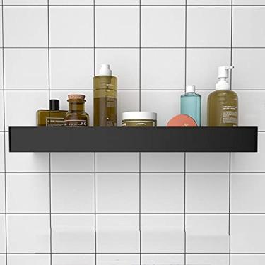 Imagem de WYUYIWH Prateleira de chuveiro montada na parede sem perfuração Rack de chuveiro adesivo preto espaço alumínio para cozinha banheiro - 1 andar A60 cm