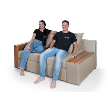 Imagem de Sofá Cama Panamá Chenile Pompéia Aveludado Composê com Baú Casal 2 Lugares (Capuccino 204/856)