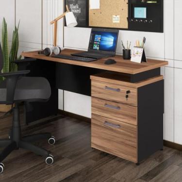Imagem de Escrivaninha Mesa Escritório 135cm 3 Gavetas Flex Multimóveis Cr25313 Sevilha/preto