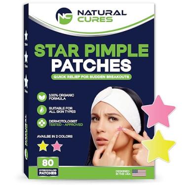 Imagem de Adesivos de espinhas de estrela para o rosto – adesivos hidrocolóides para acne para alívio rápido de espinhas e manchas, adesivos invisíveis que permanecem a noite toda, suaves para todos os tipos de