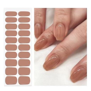 Imagem de OAUEE Tiras de unhas de gel semicuradas | Adesivos de unhas de gel com luz UV necessária | Qualidade de salão de beleza, fácil aplicação e remoção (cor caramelo)