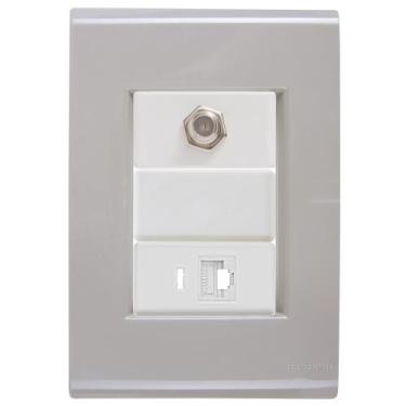 Imagem de Cj Tomadas RJ45 Ethernet + TV Coaxial Liz Fendi Tramontina completo pr