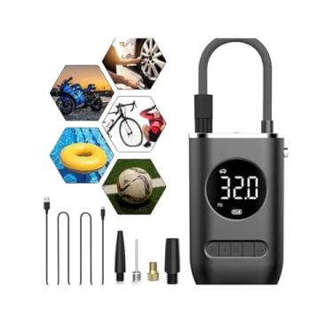 Imagem de Compressor de Ar Digital Portátil – Calibrador de Pneus Recarregável com Lanterna LED para Carro, Moto e Bike
