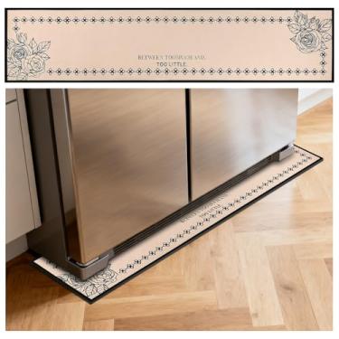 Imagem de Incycall Tapete de geladeira - 23 cm x 90 cm tapetes de geladeira com absorção de água, suporte de borracha à prova de vazamento, fácil de limpar, design boêmio, protege pisos de derramamentos (rosa)
