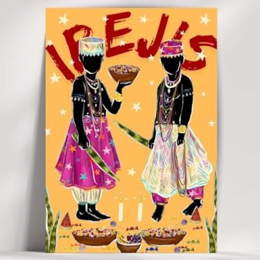 Imagem de Coleção de 62 quadros decorativos Giz - Umbanda e Candomblé - Decoração Orixá - Afro Brasileira - Escolha o seu Orixá! (Clássico, Ibejis, 28x20cm)