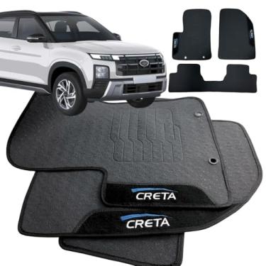Imagem de Jogo de Tapete Borracha Automotivo para Carro Creta 2022 2023 2024 2025 2026 Com Logo Bordado Impermeável Personalizado 3 Peças traseira inteiriça Reforçada