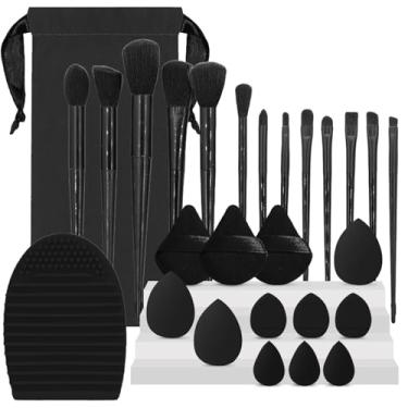 Imagem de Conjunto de pincéis de maquiagem para viagem, 26 peças, ferramenta de maquiagem premium, corretivos sintéticos, kit de esponjas de pó para iniciantes