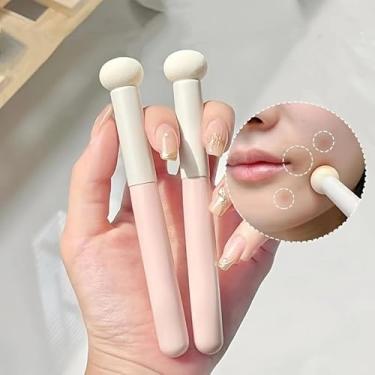 Imagem de 1 pincel corretivo pequeno com cabeça de esponja de cogumelo, rosa