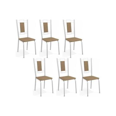 Imagem de Kit 6 Cadeiras Sala Jantar Florença C005 6 Un Cromada-capuccino - Kappesberg