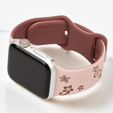 Imagem de Pulseira de relógio de silicone com gravação floral, macia, ajustável, design floral, impermeável, para esportes, fitness (cor dupla face, 44)