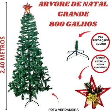 Imagem de Arvore De Natal Pinheiro Tradicional 2,40 metros Grande Base Reforçada