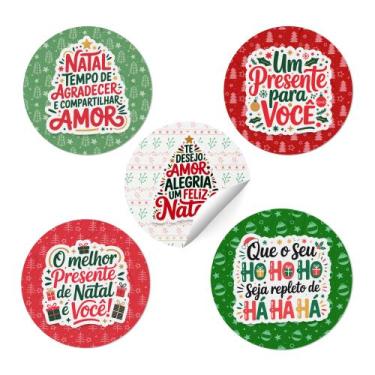 Imagem de Kit Adesivos Etiquetas Frases Natalinas Decoração Presente - R9 Decor,