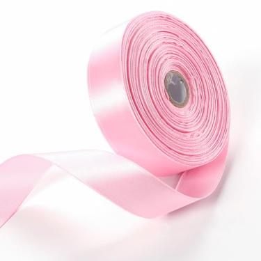 Imagem de 2,5 cm x 50 metros fita de cetim rosa claro fitas sólidas para embrulho de presente, artesanato, fabricação de laços, arranjos florais, casamento, decoração de eventos