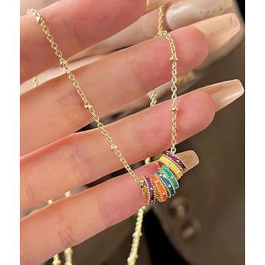 Imagem de 1 pç colares coloridos com pingente de cor dourada, moda uso diário, acessórios de clavícula, decorativos, minimalistas, requintados, gargantilhas, joias, presente para amigos, aniversário