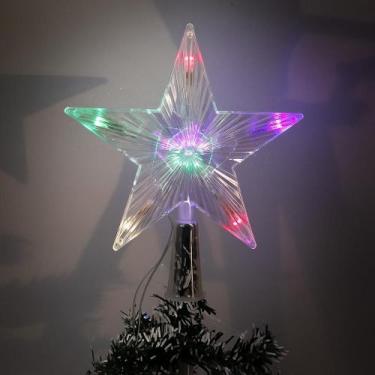 Imagem de Ponteira Estrela de Natal com Luzes LED Coloridas  Decoração Natalina 