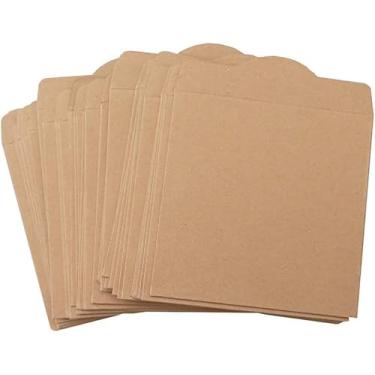 Imagem de 25 peças retrô marrom papel kraft CD DVD mangas envelopes armazenamento de papelão caixas de armazenamento de DVD caixas de armazenamento de mídia, capas de DVD (dimensão interna 13 x 13 cm)