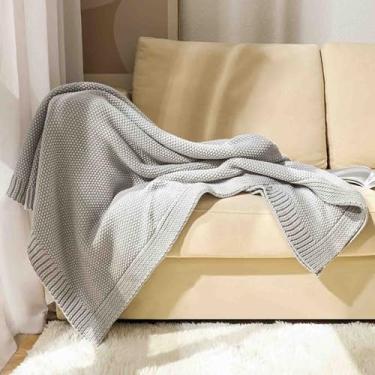 Imagem de JUSHZ Cobertores e mantas com peso masculino para cama adulto longo solteiro para sofá inverno tricotado para escritório para aquecer na sala de estar ou carro fácil de transportar (cinza, 130 x 160