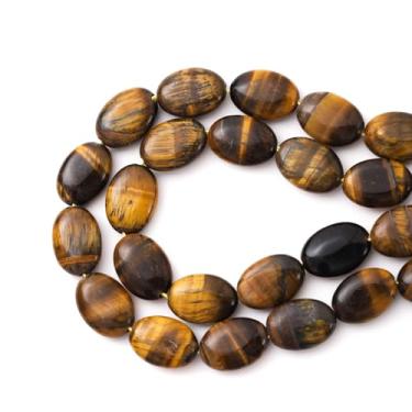 Imagem de 10 × 14 mm Natural Olho de Tigre Contas de Pedra Oval Planas Espaçador Solto Contas de Pedra Preciosa DIY Colar Pulseira para Fazer Joias