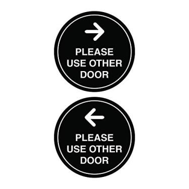 Imagem de Signs ByLITA Circle Please Use Other Door Sign Set with Adhesive Tape, Mount On Any Surface, Resistente ao clima, uso interno/externo (preto) - Pequeno pacote com 2